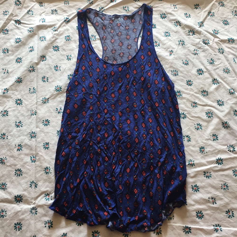 Blue patterned racerback tank